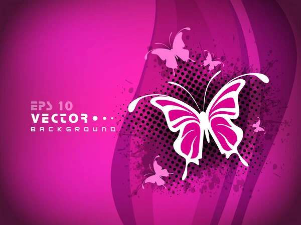 美丽粉色抽象背景与蝴蝶。10 eps. — 图库矢量图片