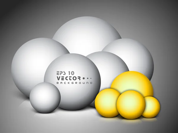 Sphères abstraites 3d avec surface réfléchissante en argent et couleur dorée. SPE 10 — Image vectorielle