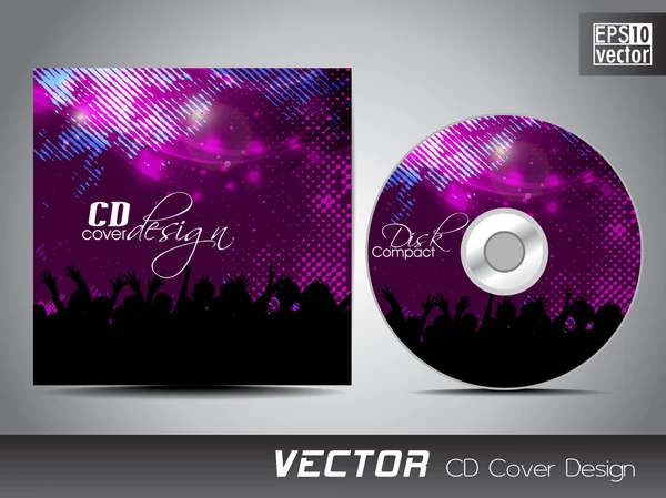 CD-Cover-Präsentationsvorlage mit Kopierraum und Musikkonzept, editierbare eps10-Vektorillustration. — Stockvektor