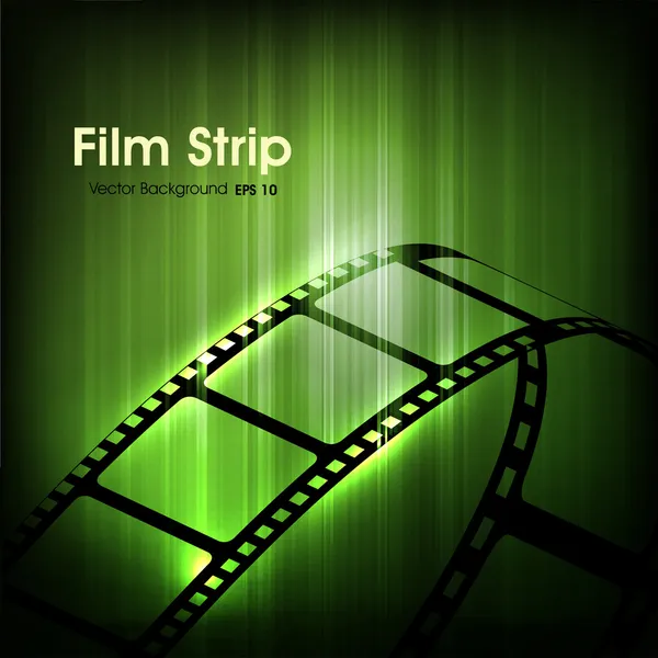 Film stripe or film reel on shiny green movie background. EPS 10 — Stock Vector