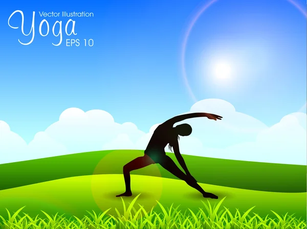 Kvinnliga siluett gör yoga meditation. eps10 vektor nedanstående — Stock vektor