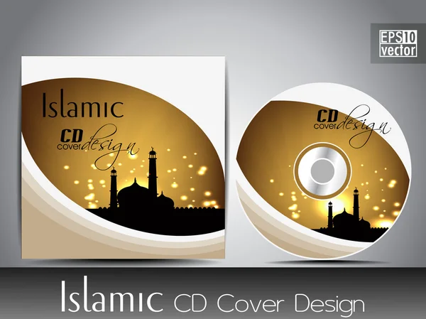 Islamisches CD-Cover-Design mit Moschee oder Masjid. Folge 10. Vektorillustration. — Stockvektor