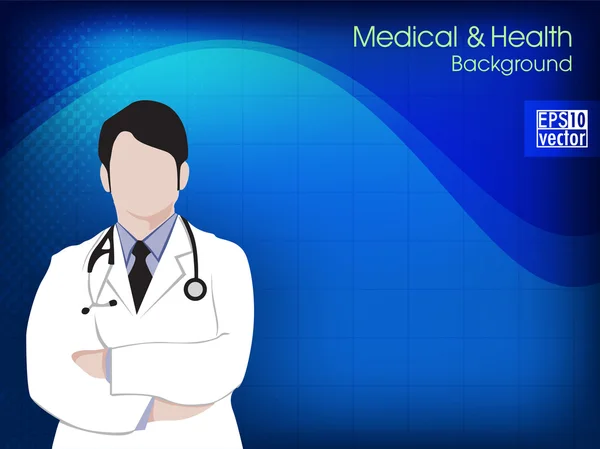 Gezondheid en medische achtergrond met arts (mannelijk). EPS 10. — Stockvector