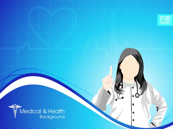 Gesundheits- und medizinischer Hintergrund mit Doktor (weiblich). Folge 10. — Stockvektor