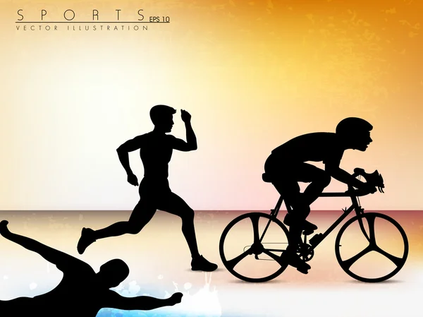 Vektor-Illustration zeigt den Verlauf des olympischen Triathlons — Stockvektor