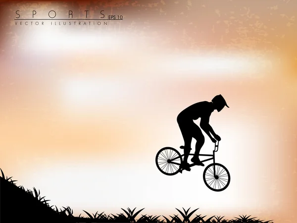 Vektor-Illustration eines BMX-Radfahrers auf Grunge-Hintergrund. leicht zu erreichen — Stockvektor
