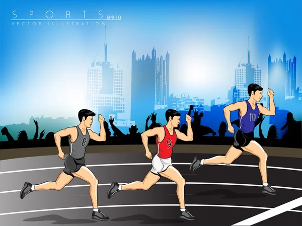 Vector Ilustración fondo de corredores corriendo en una carrera a — Archivo Imágenes Vectoriales