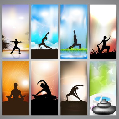 meditasyon veya yoga Web afiş kümesi. EPS 10