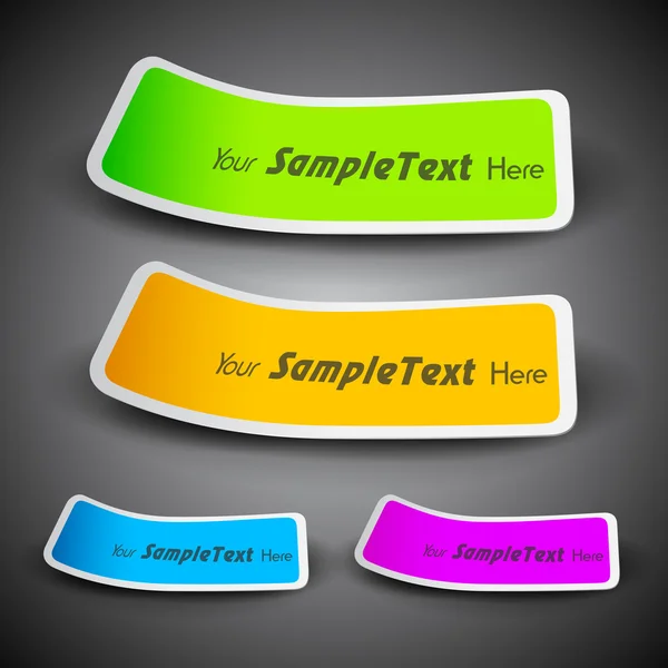 Ribbons in yellow, blue, pink and green color with text space, can be use as label, tag, bookmark or sticker. EPS 10. — Stock Vector