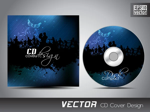 CD obal prezentace šablony návrhu s kopií prostor a hudební koncepcí, eps10 upravitelné vektorové ilustrace. — Stockový vektor