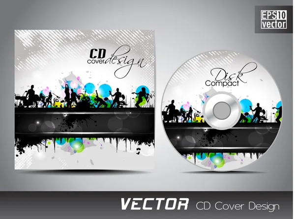 CD cover presentation design template with copy space and music concept, editable EPS10 vector illustration. — Stock Vector