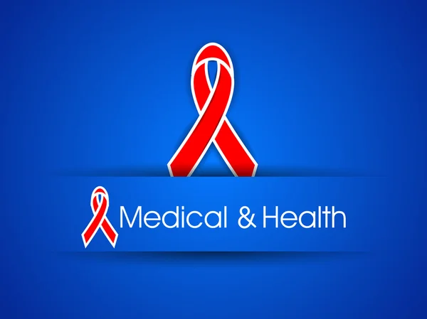 Röd aids medvetenhet band på blå bakgrund. EPS 10. — Stock vektor