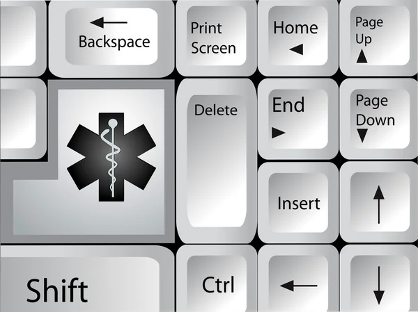 Teclado de ordenador con tecla de icono médico. EPS 10 . — Vector de stock