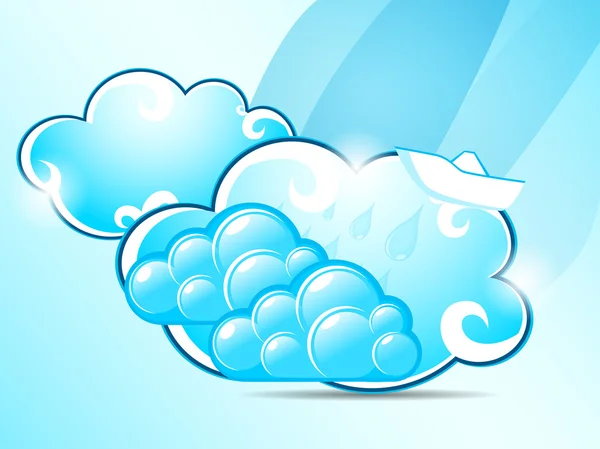 Fond de mousson avec nuages et gouttes d'eau. SPE 10 . — Image vectorielle