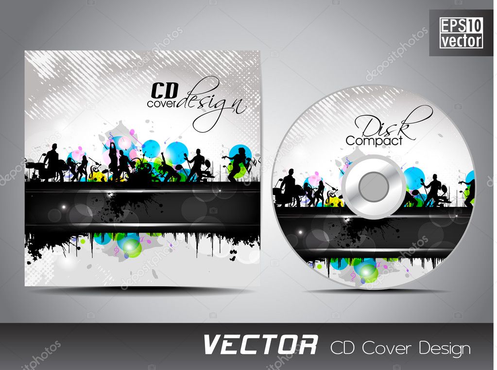 CD cover presentation design template with copy space and music concept, editable EPS10 vector illustration.