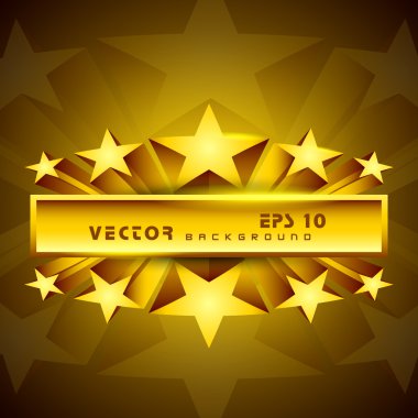 Golden label sign with stars. EPS 10. clipart