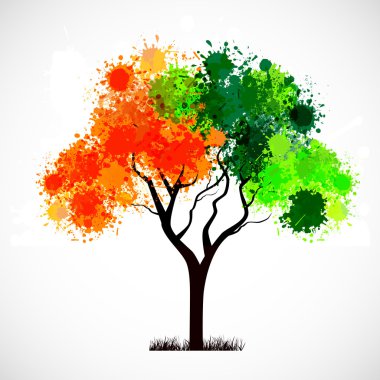 Abstract tree with leafs in Indian Flag color. EPS 10. clipart