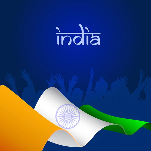 Indiska flaggan vifta bakgrund och glad silhuett. EPS 10 — Stock vektor