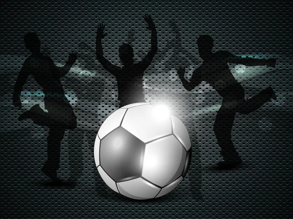 Lesklý fotbalový míč s fotbalových hráčů siluetu. EPS 10. — Stockový vektor