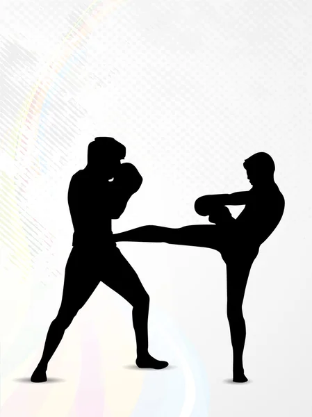 Silhueta de um boxers durante o boxe em backgro grungy abstrato — Vetor de Stock
