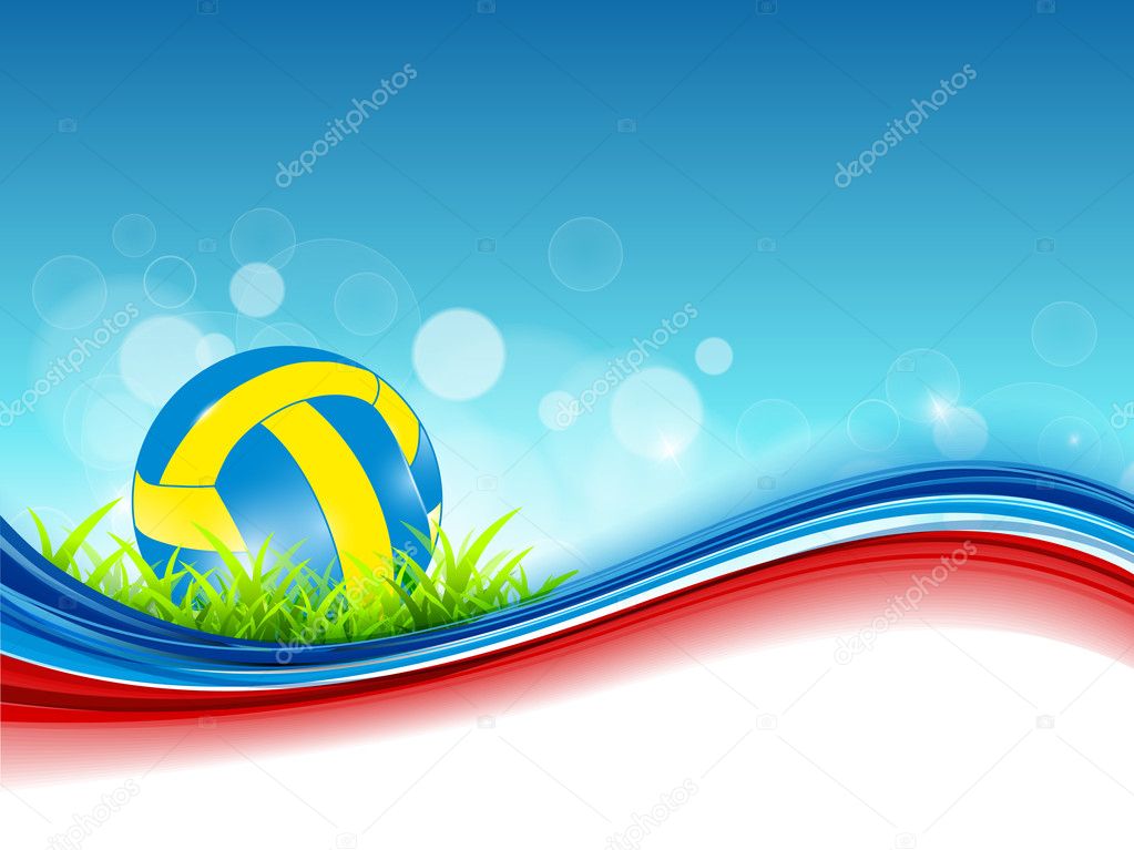 Abstract Volleyball on colorful wave background.