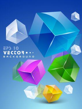 3D cubes, Abstract background. EPS 10. clipart