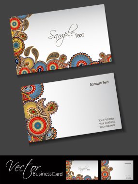 Business card template or visiting card set with elegant floral clipart