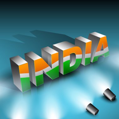 Shiny presentation of 3D text India in Indian Flag color. clipart