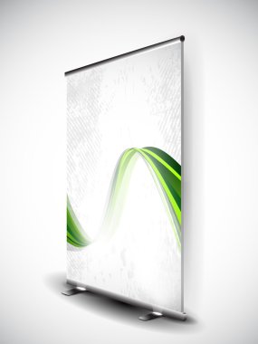 Stand banner with roll up display for product promotion or templ clipart