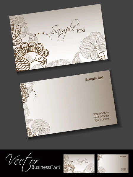 Modelo de cartão de visita ou cartão de visita conjunto com elegante floral —  Vetores de Stock