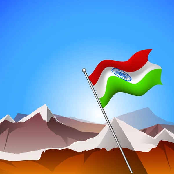 An Indian flag at mountains. EPS 10. — Stock Vector