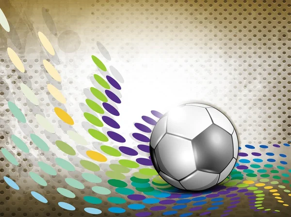 Shiny soccer ball on grungy colorful background and space for yo — Stock Vector
