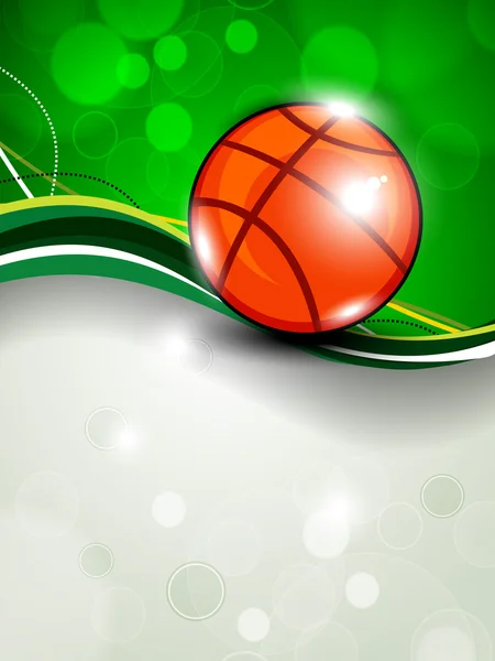 Illustration of Basketball on green wave background with text sp — Stock Vector
