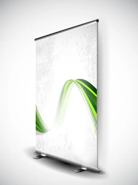Stoisko transparent z rolka w górę ekranu dla promocji produktów lub apartamen — Wektor stockowy