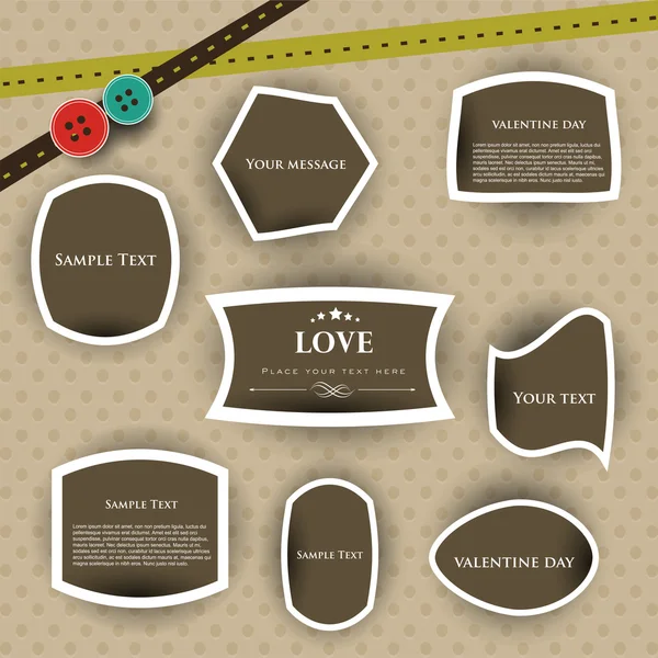 Etiquetas de amor ou adesivos para dia dos namorados. EPS 10 . — Vetor de Stock