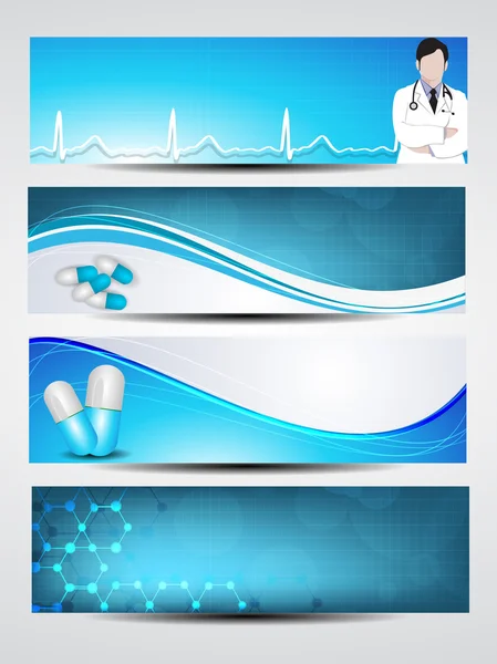 Set of medical banners or website headers. EPS 10. — Stock Vector