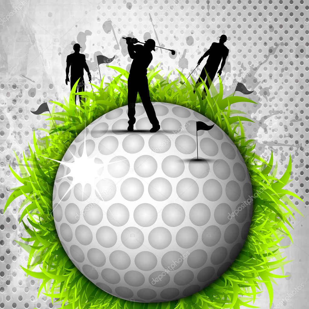 Designed golf background, Element or icon of golf ball with silh
