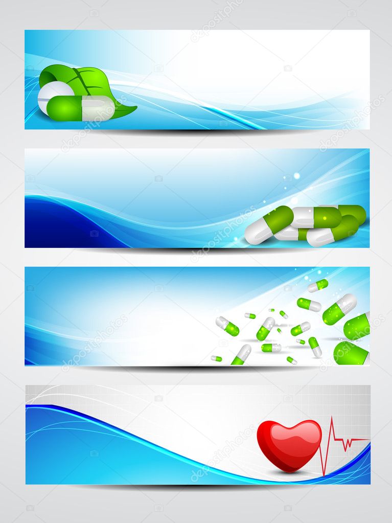 Set of medical banners or website headers. EPS 10.