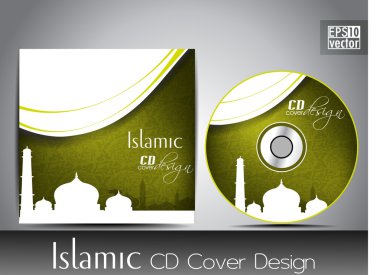 Islamic CD cover design with Mosque or Masjid silhouette with wa clipart