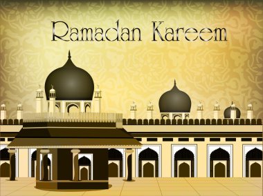 Ramadan Kareem or Ramazan Kareem background with Mosque or Masji clipart