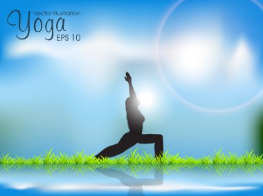 female Silhouette Doing Yoga Meditation. EPS10 Vector Illustrat clipart
