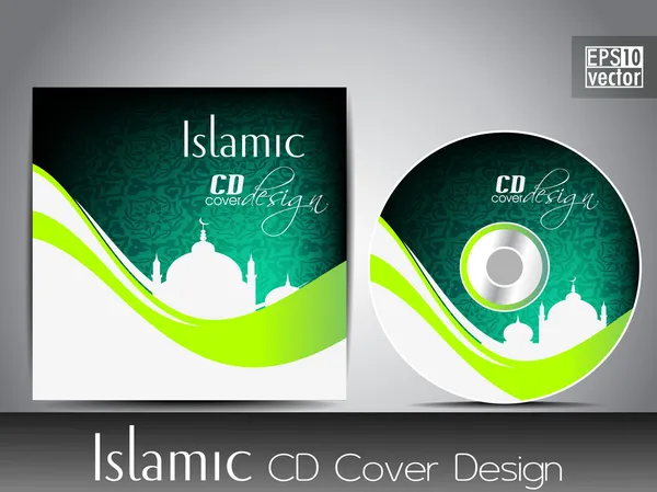 Islámská cd obal design s mešita nebo mešita. EPS 10. vektorové il — Stockový vektor
