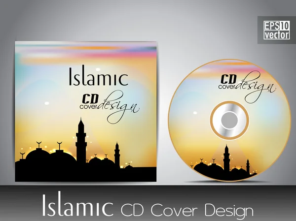 Design de capa de CD islâmico com Mesquita ou Masjid. EPS 10. Vector il — Vetor de Stock