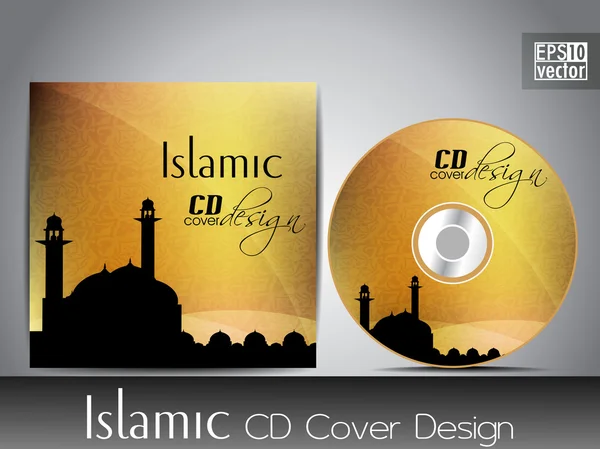 Disegno copertina CD islamico con Moschea o Masjid. EPS 10. Vettore il — Vettoriale Stock