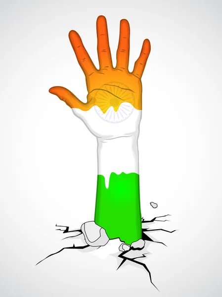 Mão humana na cor da bandeira indiana. EPS 10 . —  Vetores de Stock