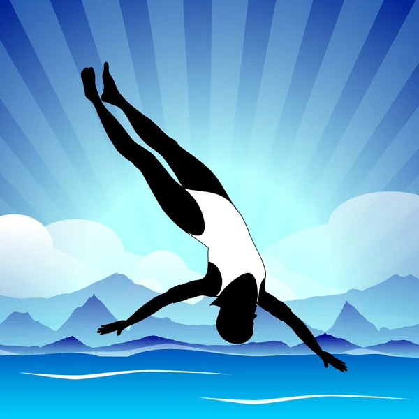 Δύο νέοι επανδρώνει κάνει θαυμάσια Συγχρονισμένη Κολύμβηση σε πισίνα πνεύμα — Διανυσματικό Αρχείο