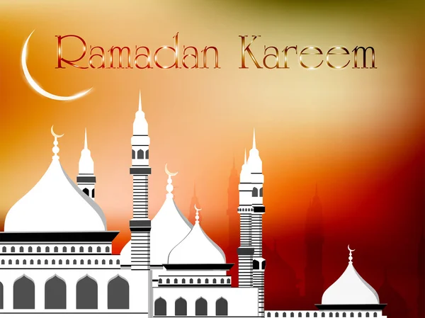Рамадан Карим или Рамазан Карим фон с мечетью или Масджи — стоковый вектор