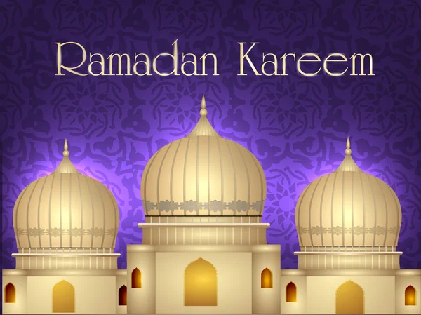 Ramadan kareem eller ramazan kareem bakgrund med moskén eller masji — Stock vektor