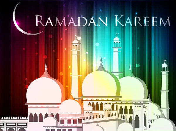 Ramadan Kareem ou Ramazan Kareem fond avec mosquée ou Masji — Image vectorielle