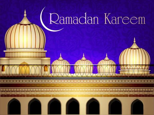라마단 카림 또는 Ramazan 카림 배경 모스크 또는 Masji — 스톡 벡터
